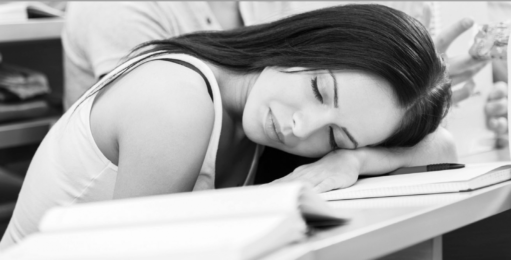 Student sleeping at desk