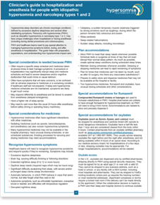 Clinician’s guide to hospitalization and anesthesia for people with idiopathic hypersomnia and narcolepsy types 1 and 2