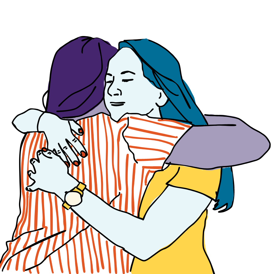 illustration of two women hugging