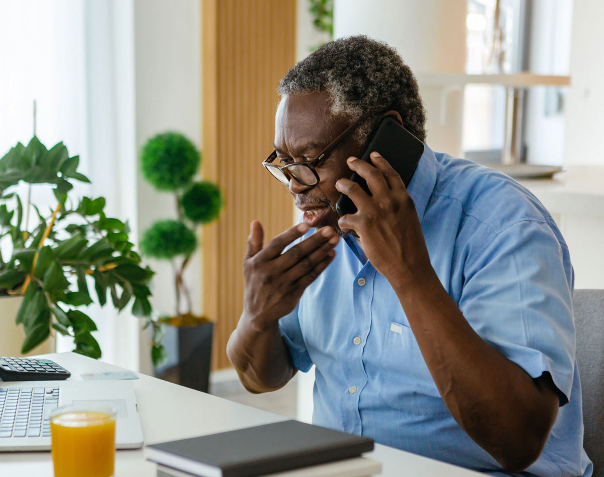 man talking on phone